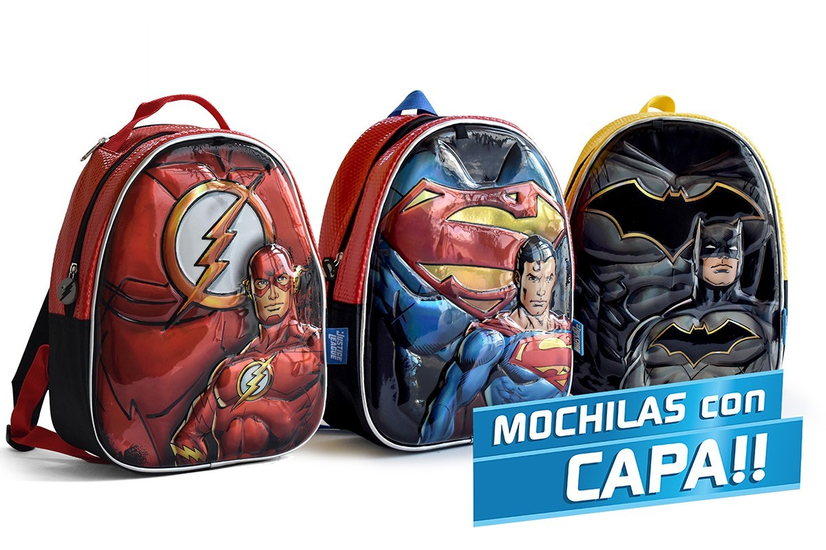 Mochila Espalda Liga De La Justicia Con Capa 12'' Original