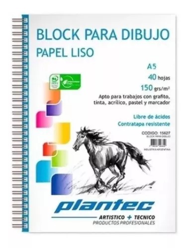 Block Para Dibujo A5 Papel Plantec X 40 Hojas 150 G 15626