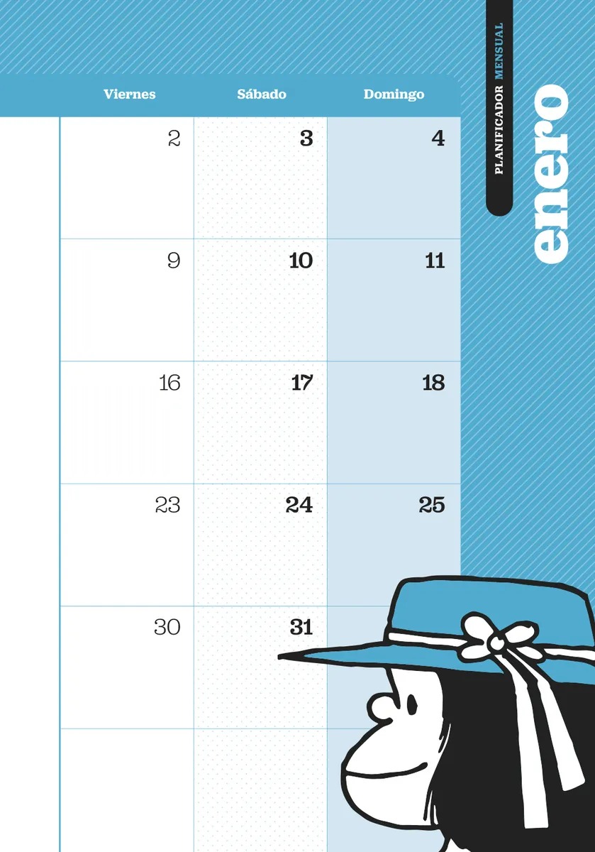 Agenda Semanal Mafalda Roja 2026 Anillada Original Granica - Imagen 3